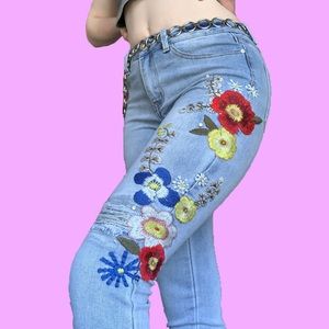 Embroidered Skinny Jeans